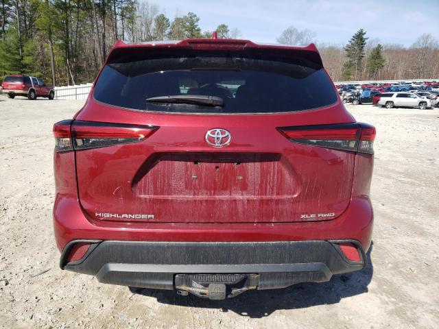 5TDGZRBH6MS099888 - 2021 TOYOTA HIGHLANDER XLE RED photo 6