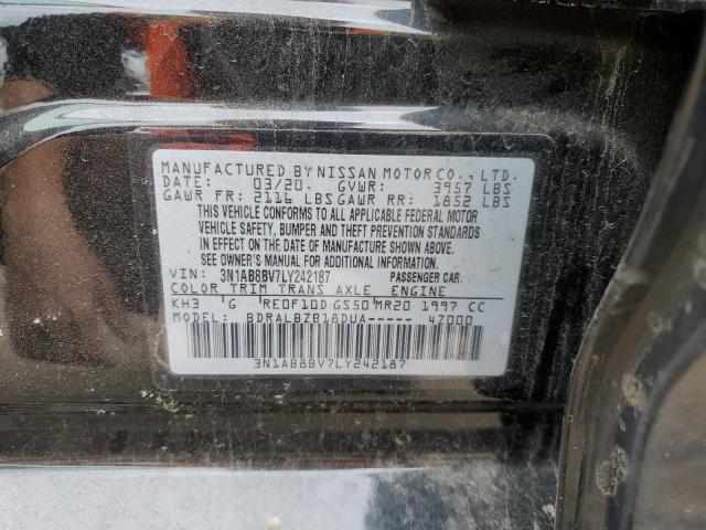 3N1AB8BV7LY242187 - 2020 NISSAN SENTRA S BLACK photo 12