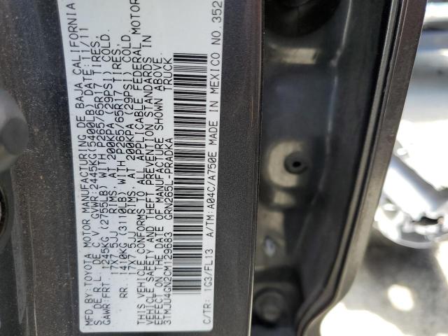 3TMJU4GN2CM129683 - 2012 TOYOTA TACOMA DOUBLE CAB PRERUNNER CHARCOAL photo 13