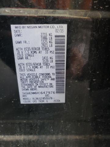 5N1AR2MM6FC647976 - 2015 NISSAN PATHFINDER S BLACK photo 13