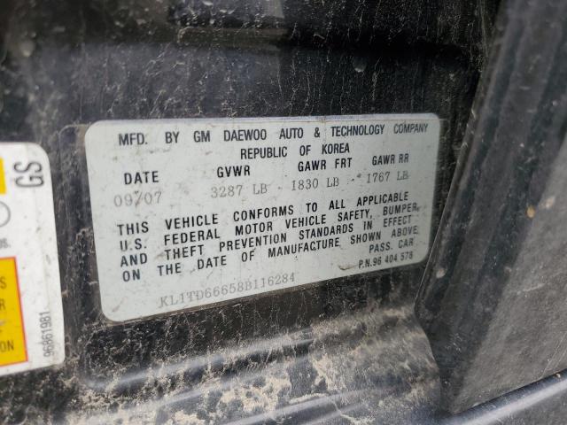 KL1TD66658B116284 - 2008 CHEVROLET AVEO BASE Qara foto 13