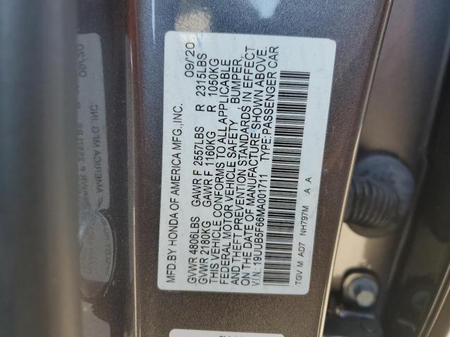 19UUB5F66MA001711 - 2021 ACURA TLX ADVANCE GRAY photo 12