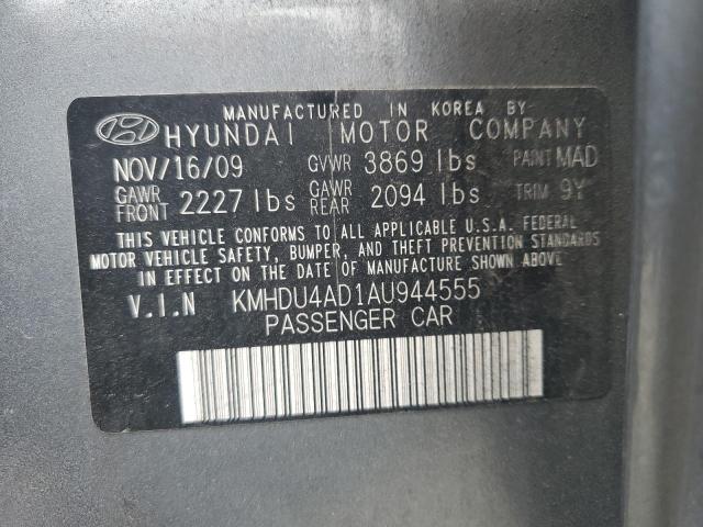 KMHDU4AD1AU944555 - 2010 HYUNDAI ELANTRA BLUE GRAY photo 12