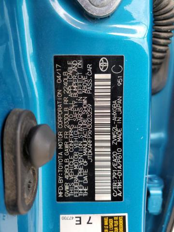 JTDKARFPXH3023259 - 2017 TOYOTA PRIUS PRIM ლურჯი ფოტო 12