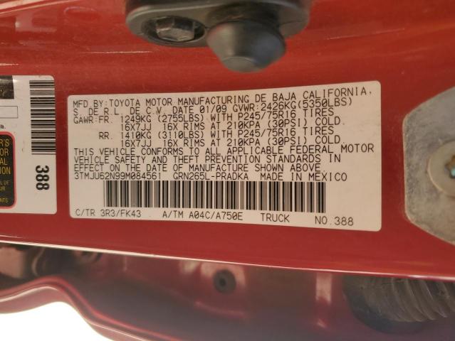 3TMJU62N99M084561 - 2009 TOYOTA TACOMA DOUBLE CAB PRERUNNER RED photo 13
