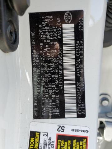 4T1G11AK0PU085387 - 2023 TOYOTA CAMRY SE NIGHT SHADE WHITE photo 12