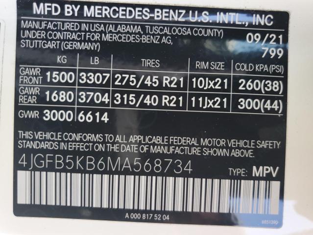 4JGFB5KB6MA568734 - 2021 MERCEDES-BENZ GLE 450 4MATIC WHITE photo 13