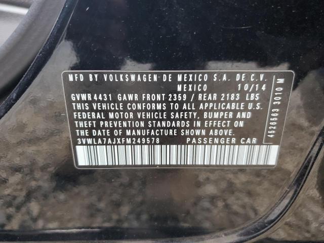 3VWLA7AJXFM249578 - 2015 VOLKSWAGEN JETTA TDI BLACK photo 12