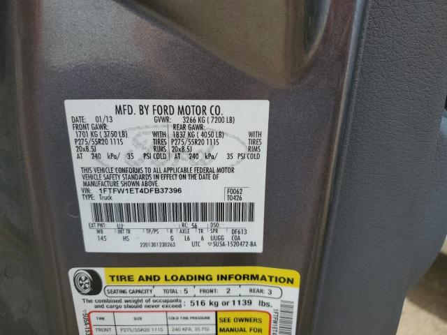 1FTFW1ET4DFB37396 - 2013 FORD F150 SUPERCREW GRAY photo 12