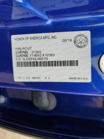 19UUB3F62LA800176 - 2020 ACURA TLX TECHNOLOGY BLUE photo 12