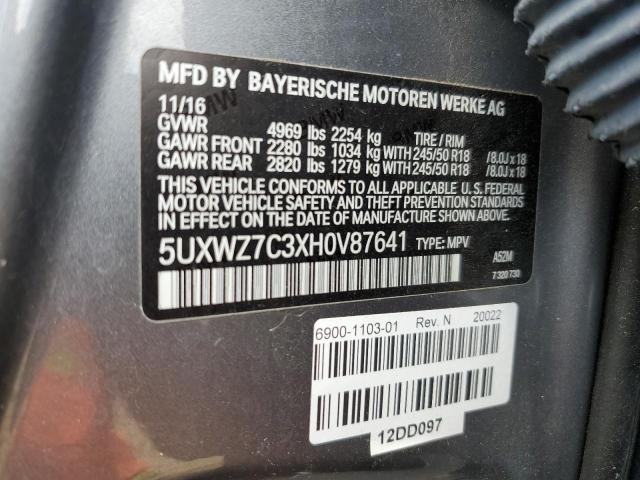 5UXWZ7C3XH0V87641 - 2017 BMW X3 SDRIVE28I GRAY photo 13