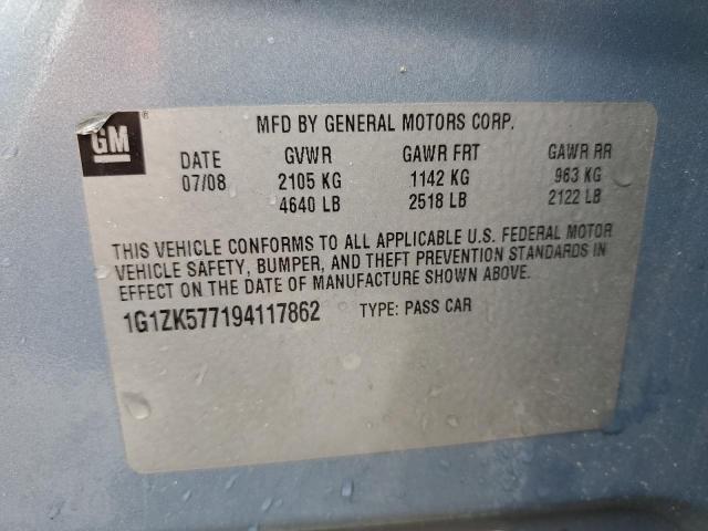 1G1ZK577194117862 - 2009 CHEVROLET MALIBU LTZ ლურჯი ფოტო 12