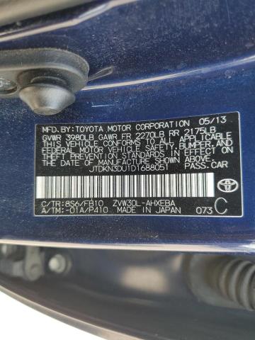 JTDKN3DU1D1688051 - 2013 TOYOTA PRIUS BLUE photo 13