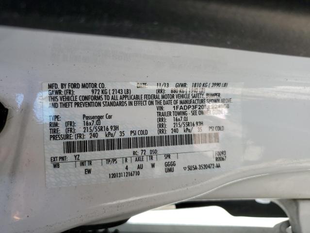 1FADP3F20EL224968 - 2014 FORD FOCUS SE WHITE photo 12