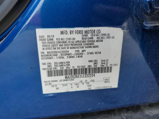 MAJ3S2GE1LC322224 - 2020 FORD ECOSPORT SE BLUE photo 12