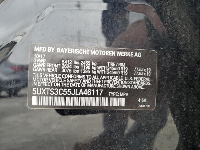 5UXTS3C55JLA46117 - 2018 BMW X3 XDRIVEM40I BLACK photo 14