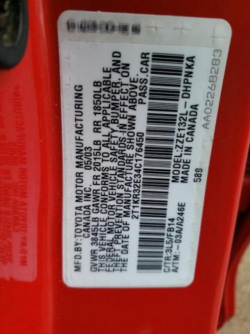 2T1KR32E34C176450 - 2004 TOYOTA COROLLA MA XR RED photo 12