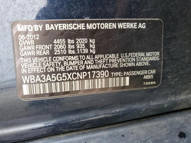 WBA3A5G5XCNP17390 - 2012 BMW 328 I BLUE photo 12