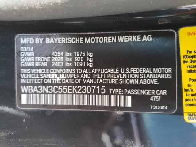 WBA3N3C55EK230715 - 2014 BMW 428 I BLACK photo 12