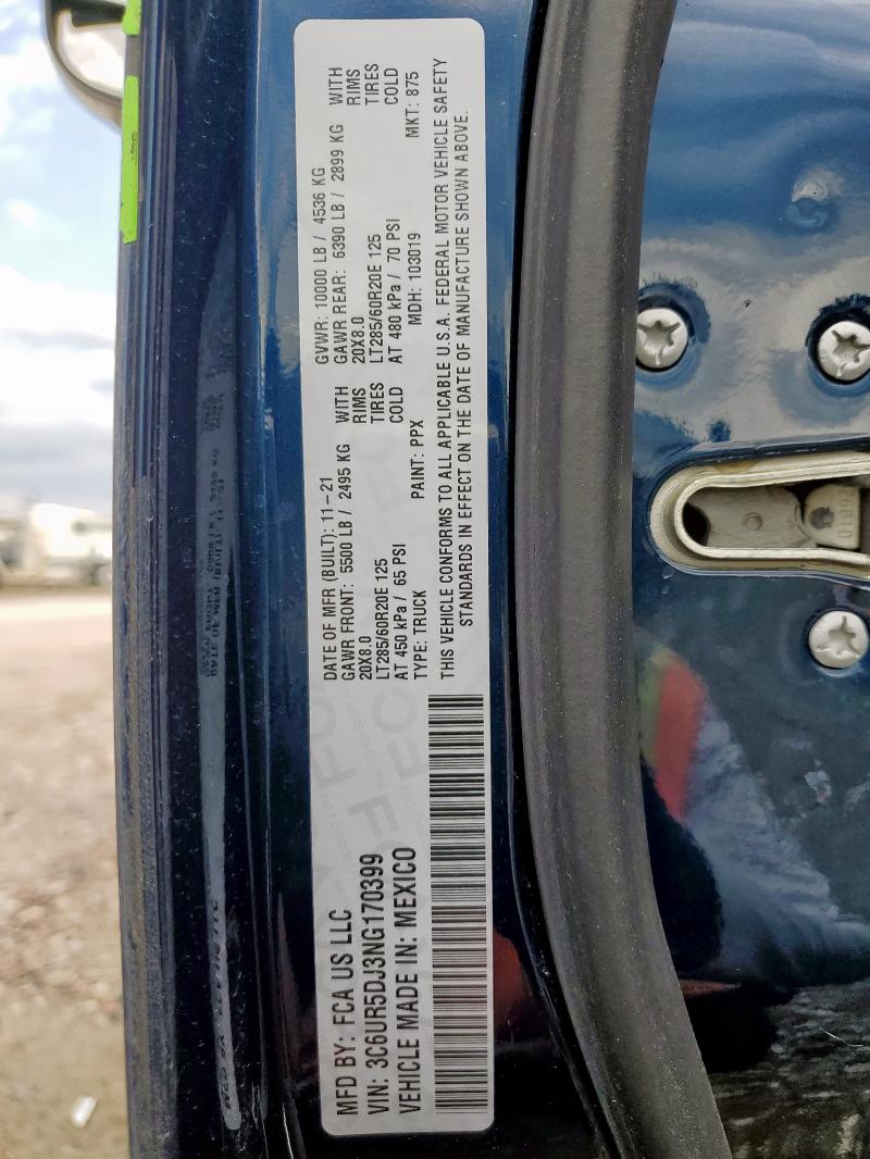 3C6UR5DJ3NG170399 - 2022 RAM 2500 BIG HORN/LONE STAR BLUE photo 13