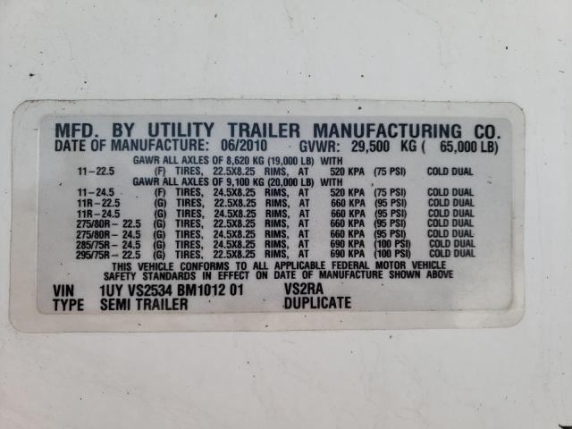 1UYVS2534BM101201 - 2011 UTILITY TRAILER WHITE photo 10