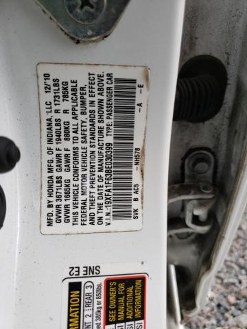 19XFA1F63BE030399 - 2011 HONDA CIVIC LX-S أبيض صورة 13