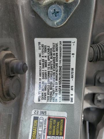 1HGFA16526L053940 - 2006 HONDA CIVIC LX GOLD photo 12