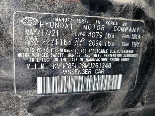 KMHC85LC8MU261248 - 2021 HYUNDAI IONIQ SEL BLACK photo 12