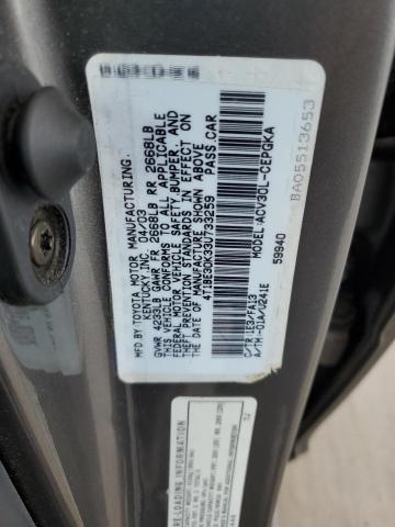 4T1BE30K33U733259 - 2003 TOYOTA CAMRY LE GRAY photo 12