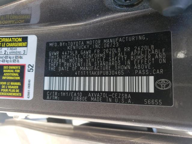 4T1T11AK8PU830465 - 2023 TOYOTA CAMRY SE NIGHT SHADE GRAY photo 12