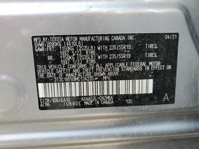 2T3C1RFV9MC134235 - 2021 TOYOTA RAV4 XLE PREMIUM SILVER photo 13