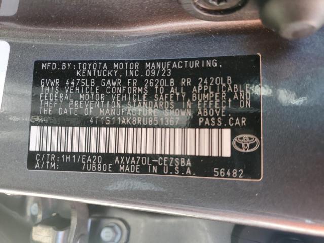 4T1G11AK8RU851367 - 2024 TOYOTA CAMRY SE NIGHT SHADE GRAY photo 13