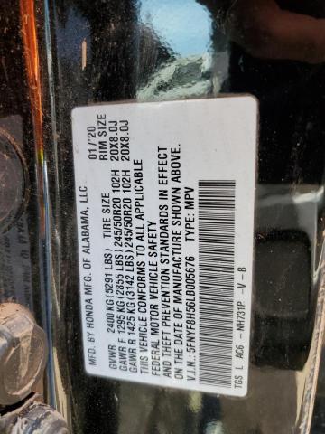5FNYF8H56LB005676 - 2020 HONDA PASSPORT EXL أسود صورة 13
