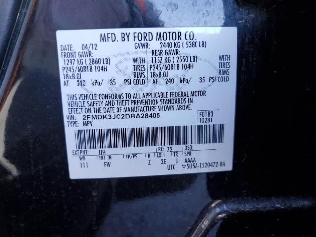 2FMDK3JC2DBA28405 - 2013 FORD EDGE SEL CHARCOAL photo 13