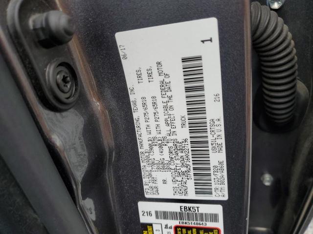 5TFRW5F16HX227196 - 2017 TOYOTA TUNDRA DOUBLE CAB SR/SR5 GRAY photo 12