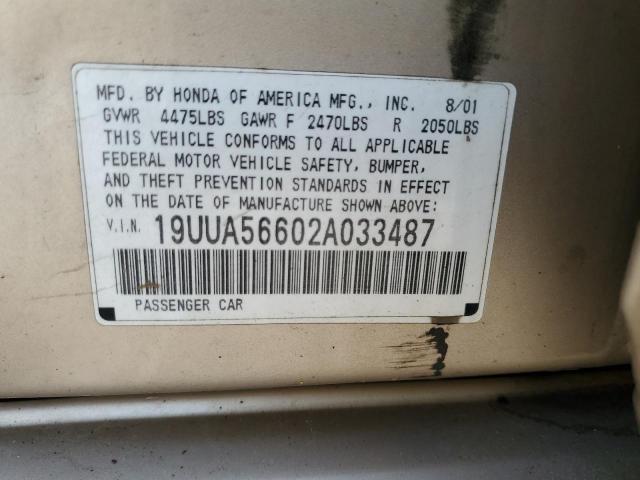 19UUA56602A033487 - 2002 ACURA 3.2TL TAN photo 12