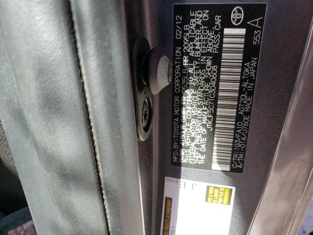 JTKJF5C71C3040608 - 2012 TOYOTA SCION TC 灰色 照片 12