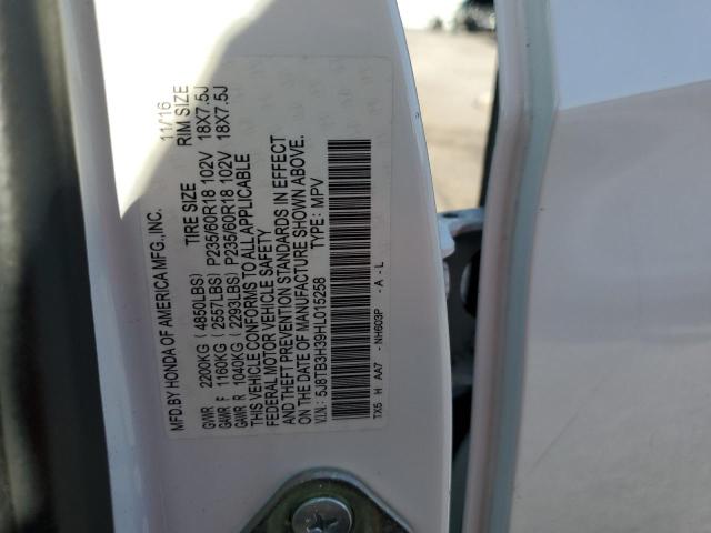 5J8TB3H39HL015258 - 2017 ACURA RDX WHITE photo 12