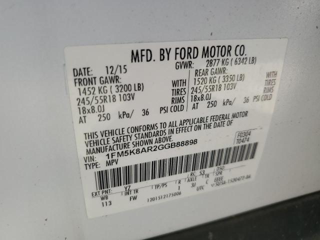 1FM5K8AR2GGB88898 - 2016 FORD EXPLORER POLICE INTERCEPTOR WHITE photo 13