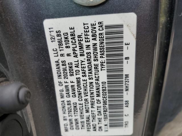 19XFB2F98CE028310 - 2012 HONDA CIVIC EXL Boz foto 12