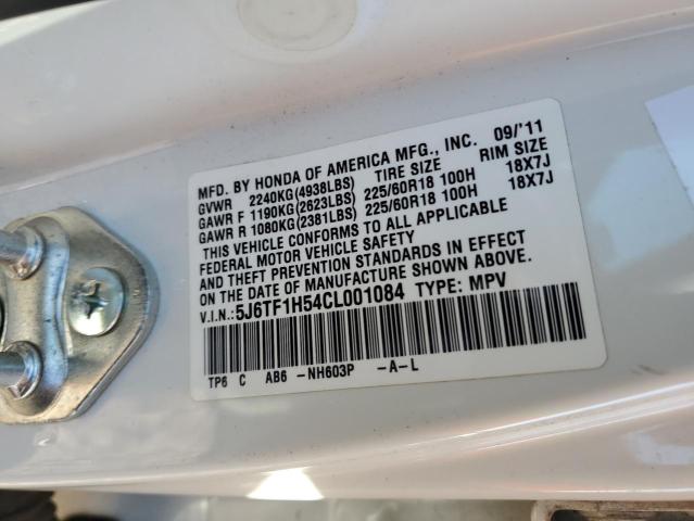 5J6TF1H54CL001084 - 2012 HONDA CROSSTOUR EXL თეთრი ფოტო 12