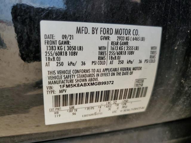 1FM5K8ABXMGB99372 - 2021 FORD EXPLORER POLICE INTERCEPTOR 黑色 照片 13