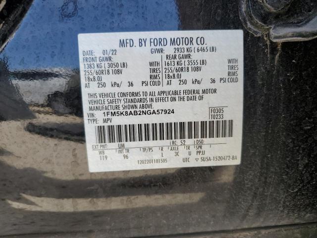 1FM5K8AB2NGA57924 - 2022 FORD EXPLORER POLICE INTERCEPTOR 黑色 照片 13