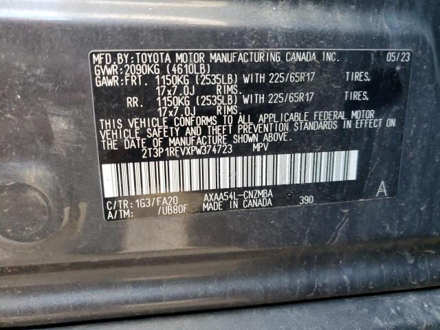 2T3P1RFVXPW374723 - 2023 TOYOTA RAV4 XLE CHARCOAL photo 12