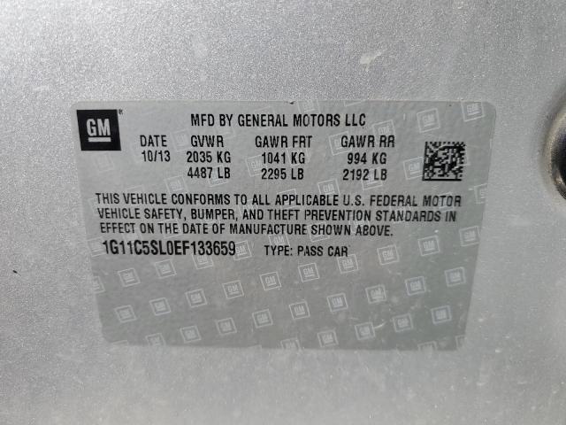 1G11C5SL0EF133659 - 2014 CHEVROLET MALIBU 1LT SILVER photo 12