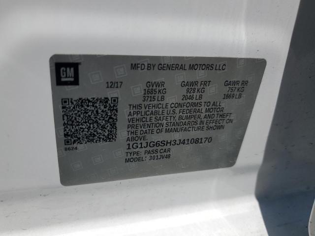 1G1JG6SH3J4108170 - 2018 CHEVROLET SONIC WHITE photo 12