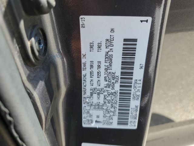 5TFRY5F18GX193951 - 2016 TOYOTA TUNDRA DOUBLE CAB SR/SR5 GRAY photo 12