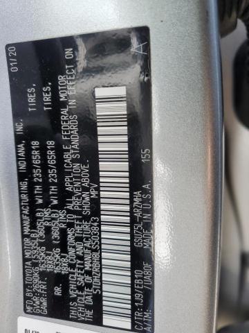 5TDHZRBH8LS503843 - 2020 TOYOTA HIGHLANDER XLE SILVER photo 12