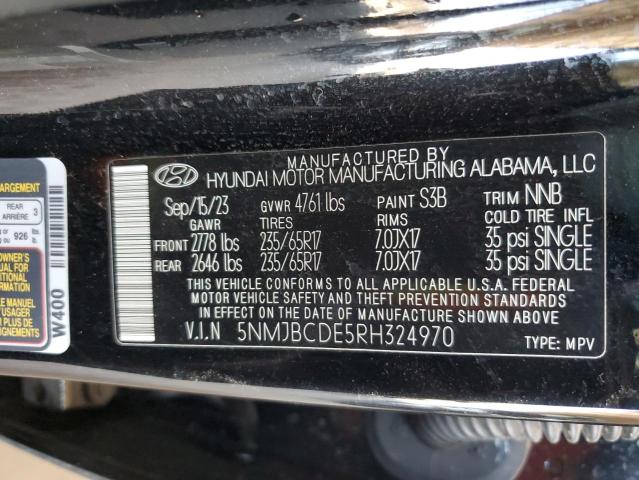 5NMJBCDE5RH324970 - 2024 HYUNDAI TUCSON SEL BLACK photo 12