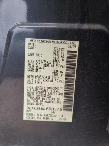 5N1AR1NB8AC600576 - 2010 NISSAN PATHFINDER S Boz foto 12